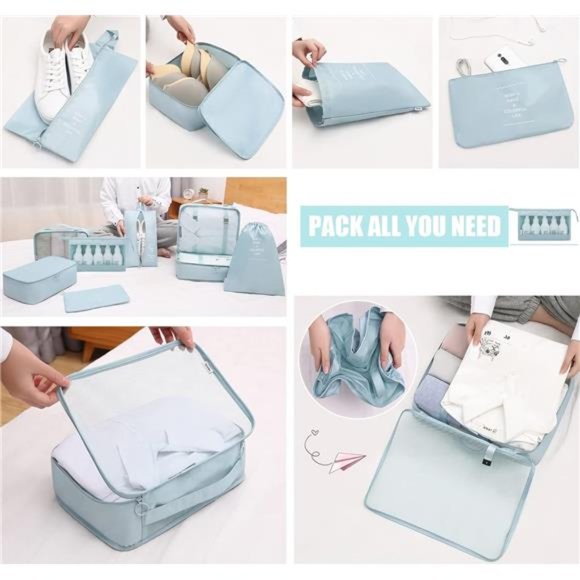 8 Set Packing Cubes Clothes Storage Bag Luggage Packing Organizers for Travel - Picture 5 of 7